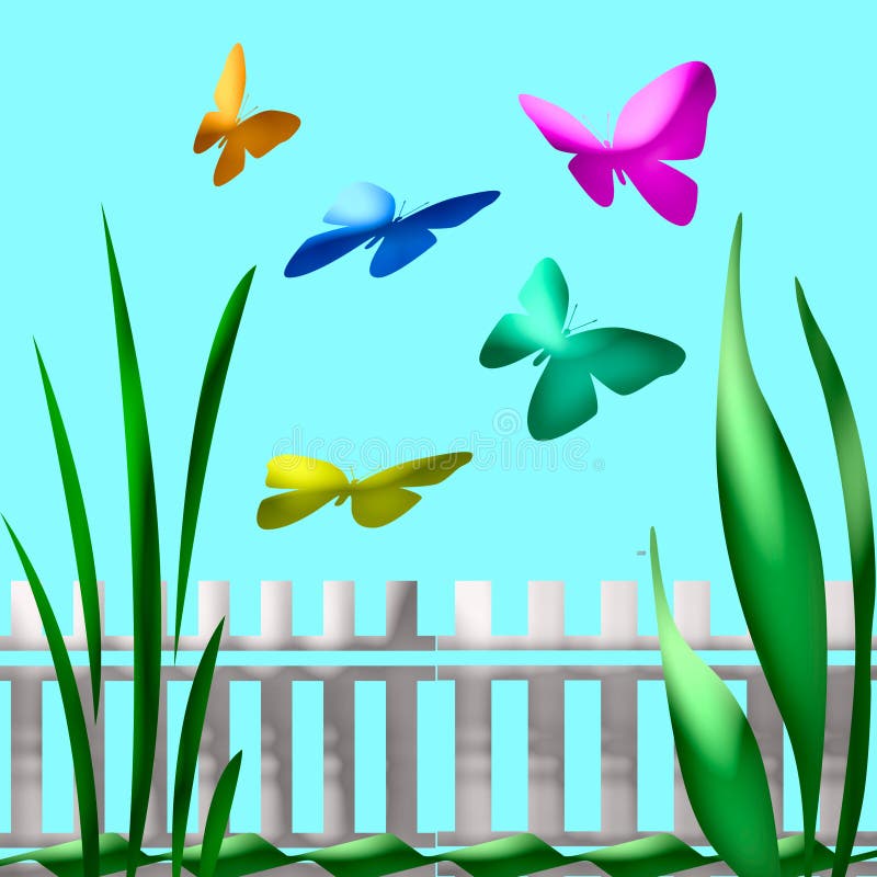 Butterfly Garden Art Picture. Image 1709249