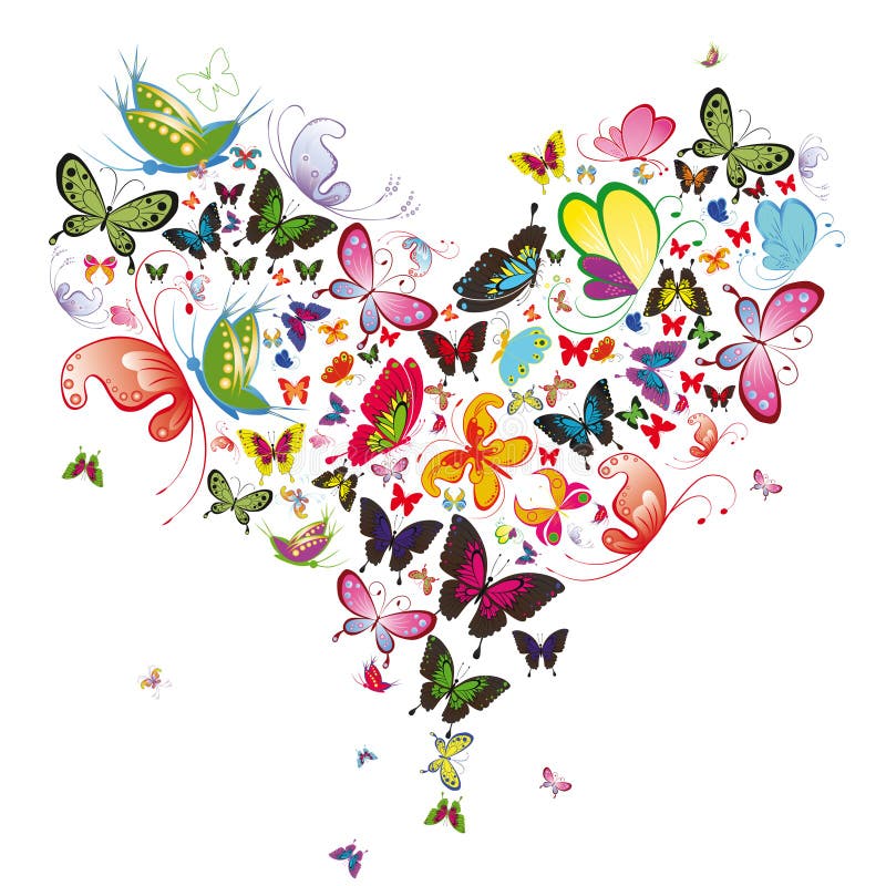Motýľ srdce, valentine ilustrácia.