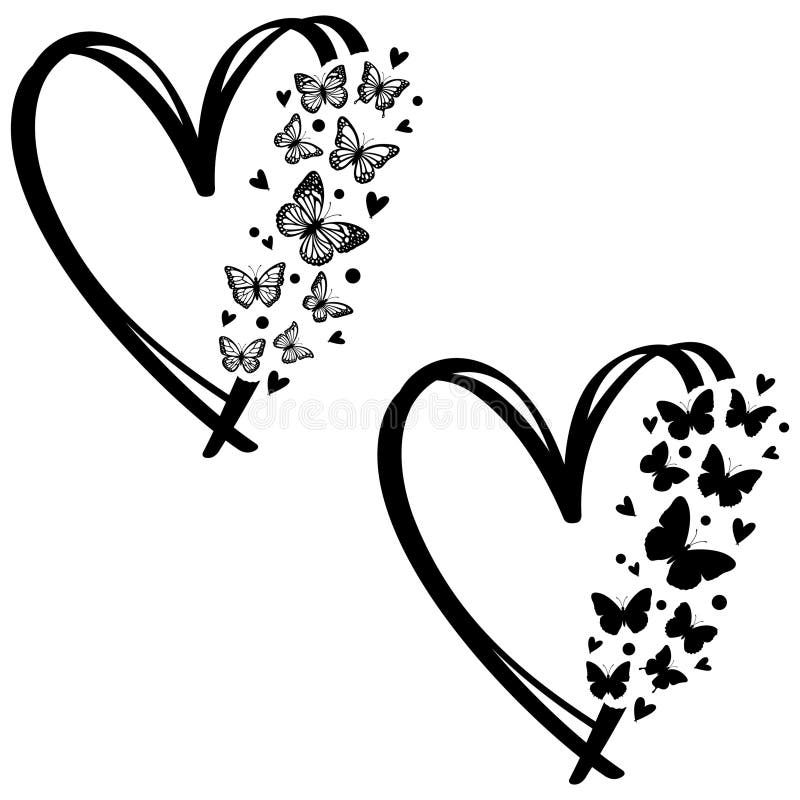 Butterfly, Butterfly Heart, Butterfly Silhouette Stock Vector