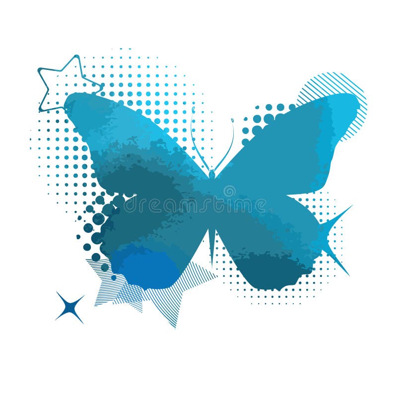 Butterfly isolated logo. Light blue watercolor abstract butterfly. Vector illustration vector illustration