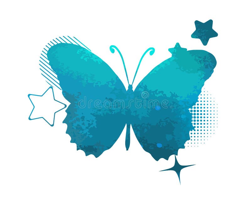 Butterfly isolated logo. Light blue watercolor abstract butterfly. Vector illustration vector illustration