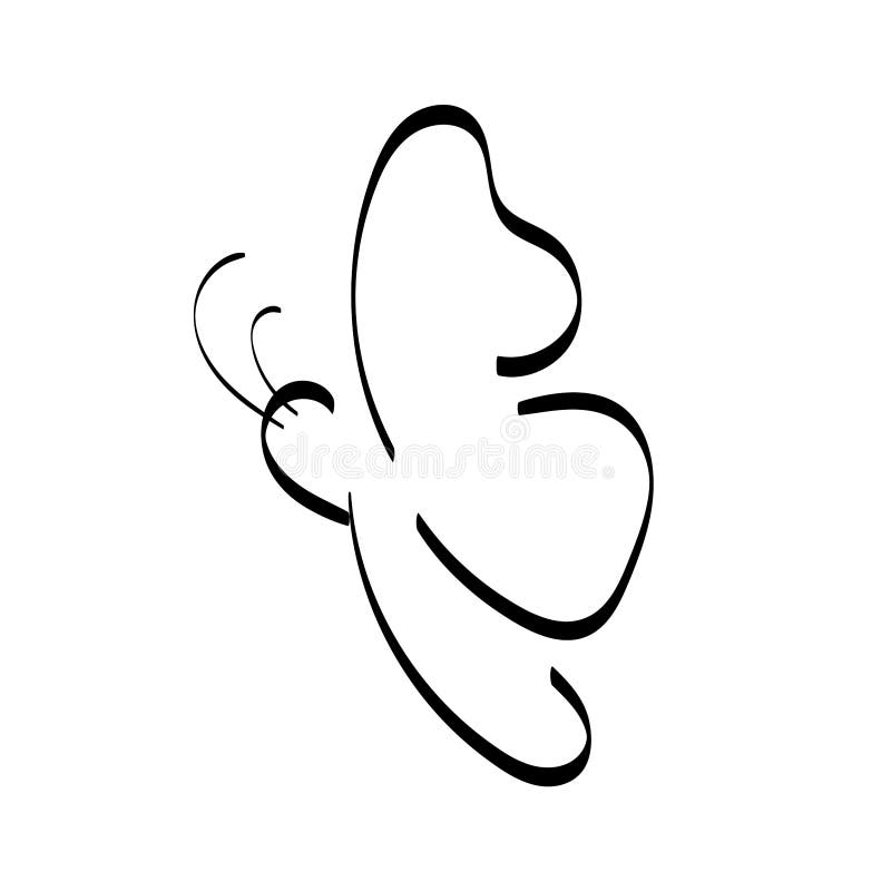 Butterfly Line Art Design Silhouette Stock Illustration - Illustration