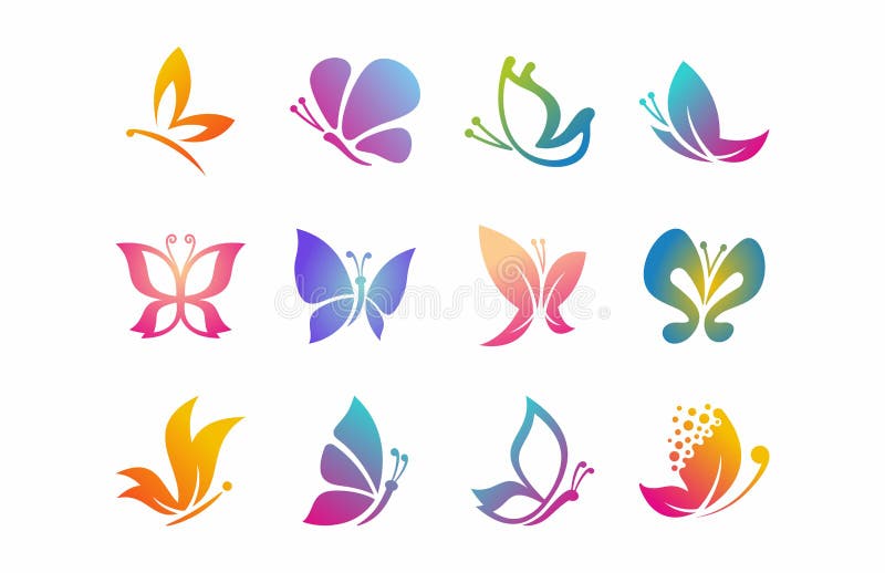 Butterfly Logo Design set stock vector. Illustration of pretty 165446399