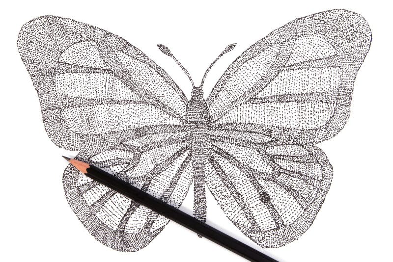 Butterfly made with pattern of dots.