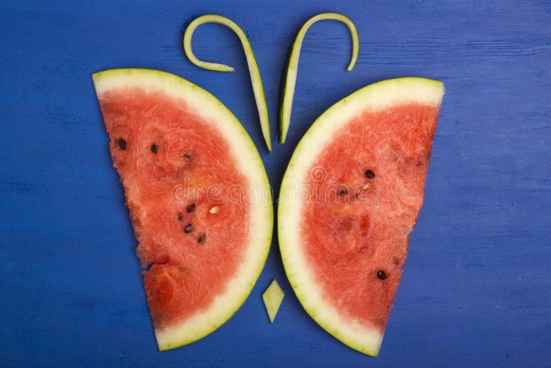 BUTTERFLY ON WATERMELON stock photo. Image of butterfly 58780086