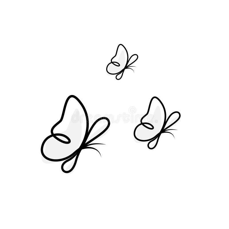 Butterfly one line drawing vector icon. Trendy one line butterfly. Line art. Continuous one line art. Vector design banner. Modern vector illustration