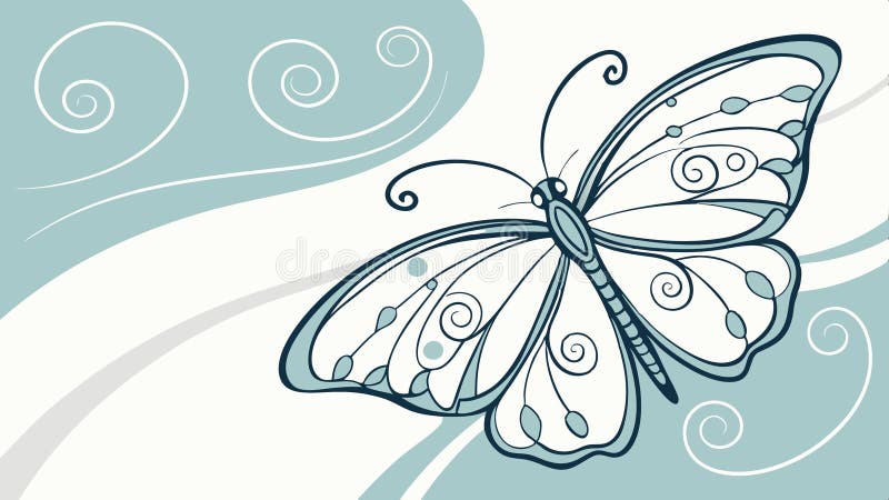 Butterfly over abstract swirling water patterns nature motion vector design Generative AI vector illustration