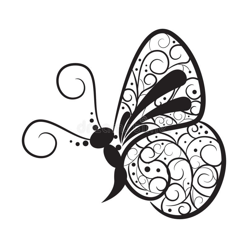 Butterfly Tattoo Set. Vector Illustration Decorative Design Stock ...