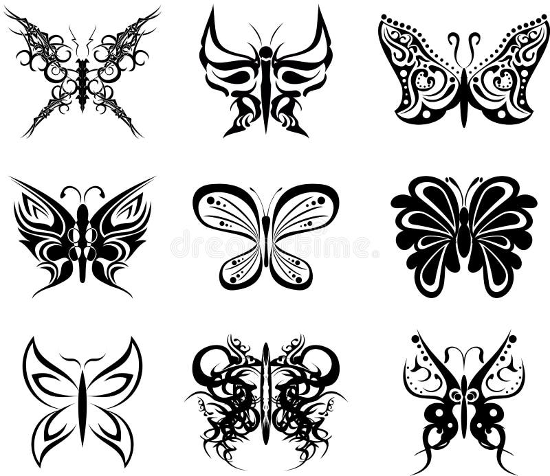 Butterfly Pack Set Stickers Tattoo Stock Illustrations 2 Butterfly