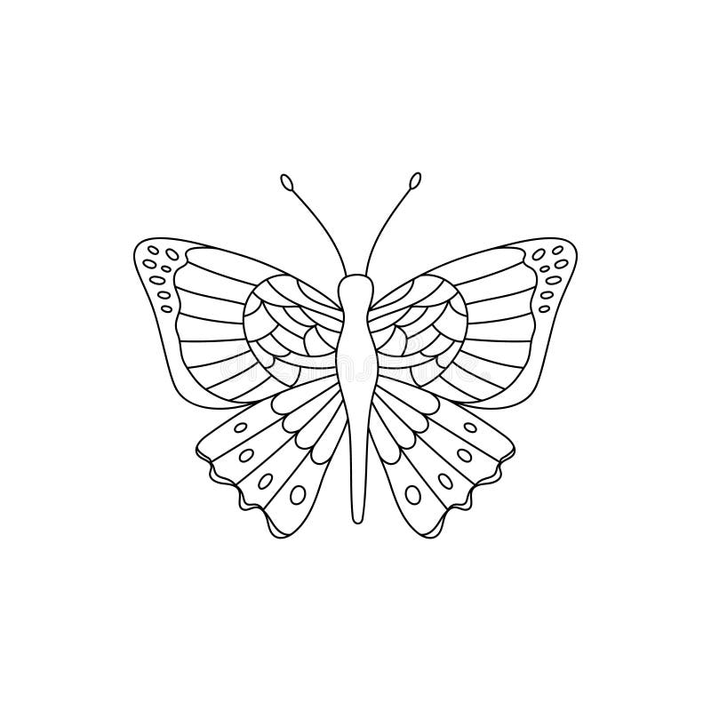 Butterfly Vector Illustration Black Outline Insect Stock Vector ...