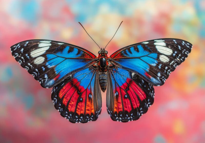 A Butterfly with Vibrant Colors and Open Wings is Resting Against a Soft Backdrop Stock Image ...