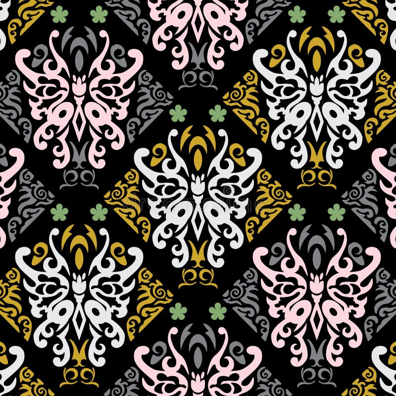Butterfly Wallpaper with Gold Pattern Stock Vector Illustration of