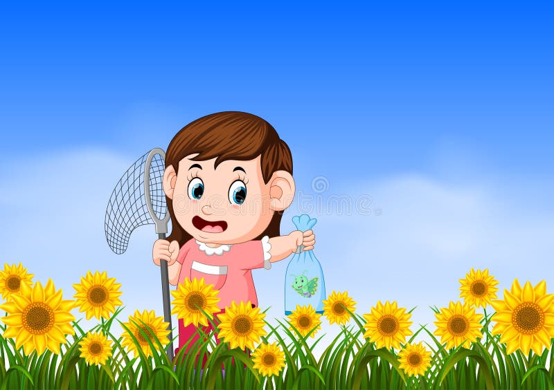 Butterflyin contagieux de jeune fille la jungle illustration de vecteur Butterflyin contagieux de jeune fille la jungle illustration de vecteur