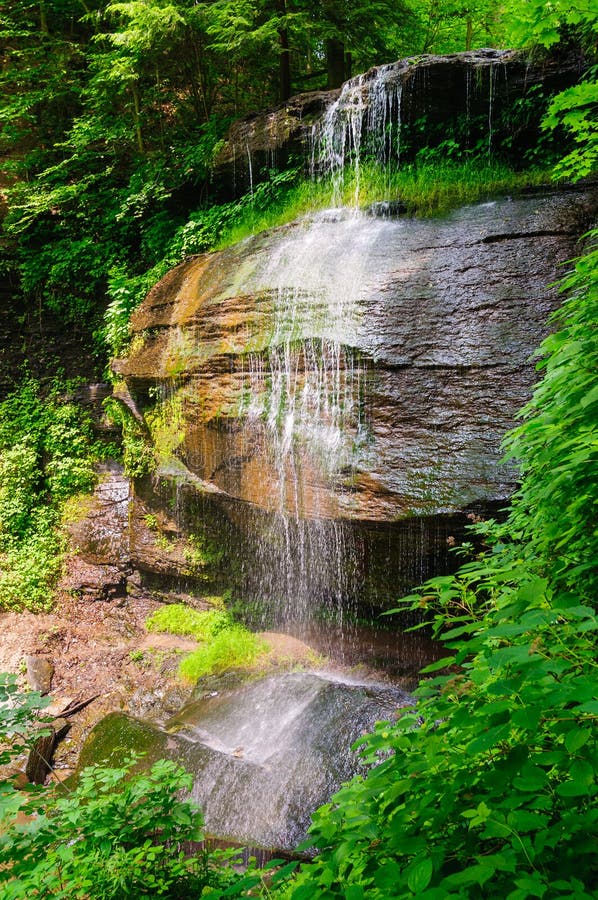Buttermilk Falls Surrounded by Brilliant Fall Foliage in Long Lake NY