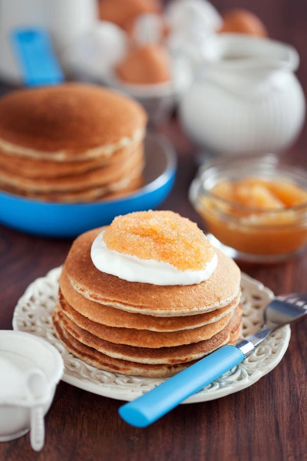 Buttermilk Oat Bran Pancakes Stock Photo Image of drink, metal 28243788