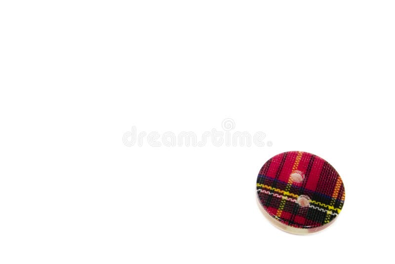 Red plaid button isolated on white background. Button clasp stock images, royalty-free photos and pictures