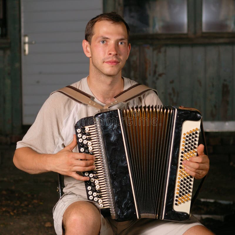 Button Accordion Playing Evening Serenade Stock Image - Image of