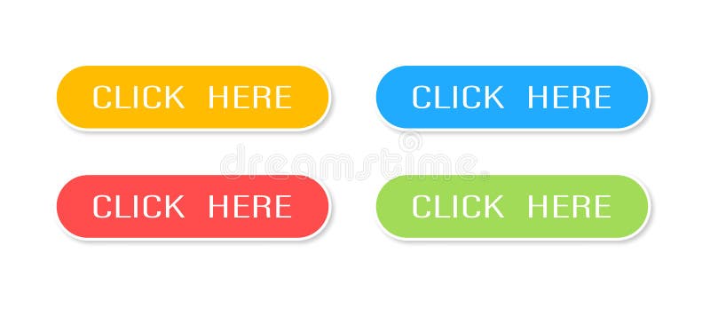 Button click here on white background in flat. Website vector vector illustration