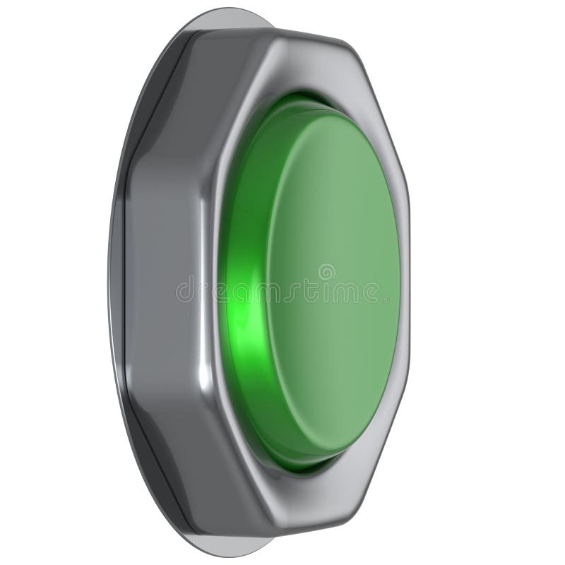 Button green push down activate positive power switch start stock illustration