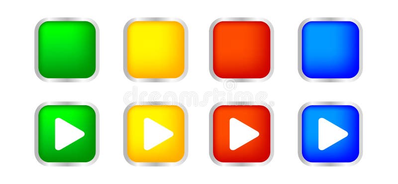 Button square 3d shape for buttons games play isolated on white, colorful modern buttons simple and convex, sphere button flat royalty free illustration
