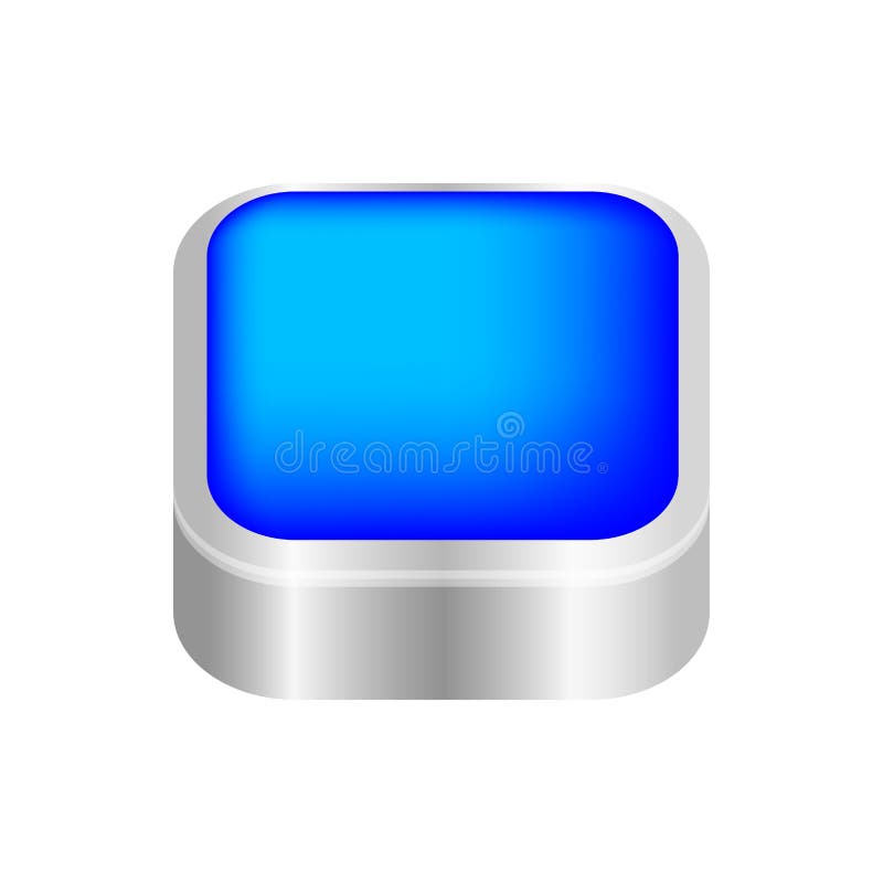 Button square shape blue for buttons games play isolated on white, blue modern 3d buttons simple and convex, square button blue vector illustration