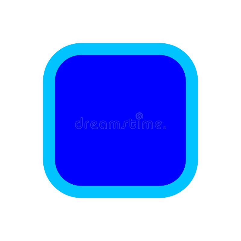 Button square shape blue for buttons games play isolated on white, blue modern buttons square simple, square button blue flat stock illustration