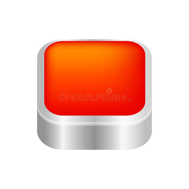 Button square shape red 3d for buttons games play isolated on white, red modern buttons 3d simple and convex, square button red royalty free illustration