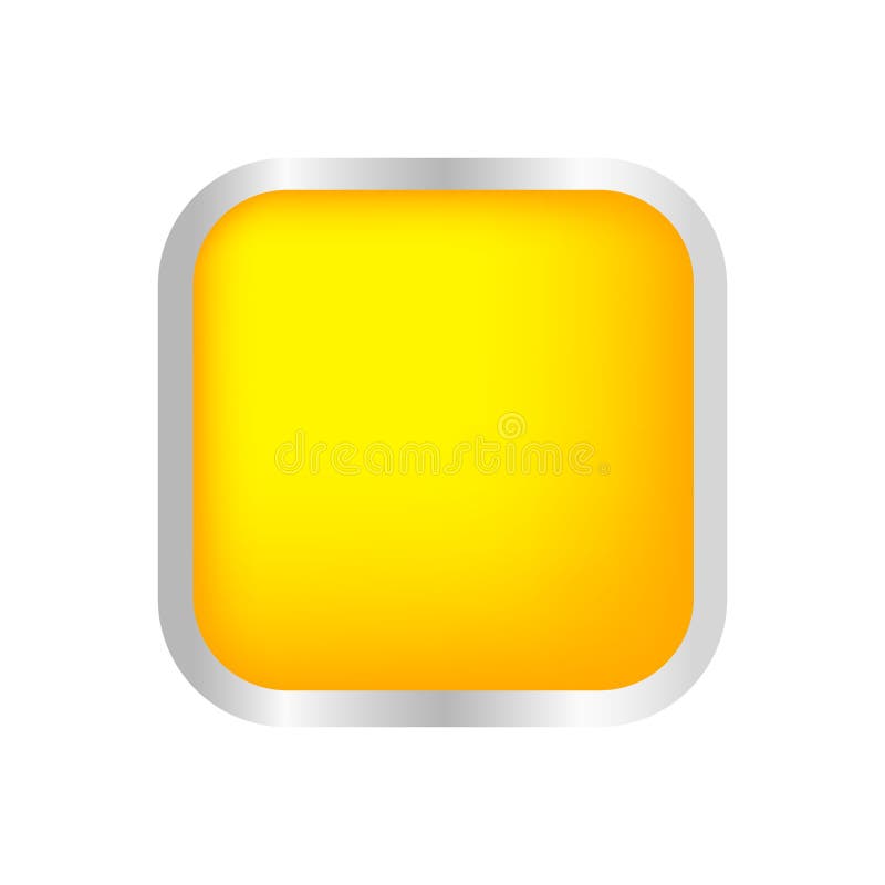 Button square shape yellow for buttons games play isolated on white, yellow modern buttons simple and convex, square button yellow royalty free illustration