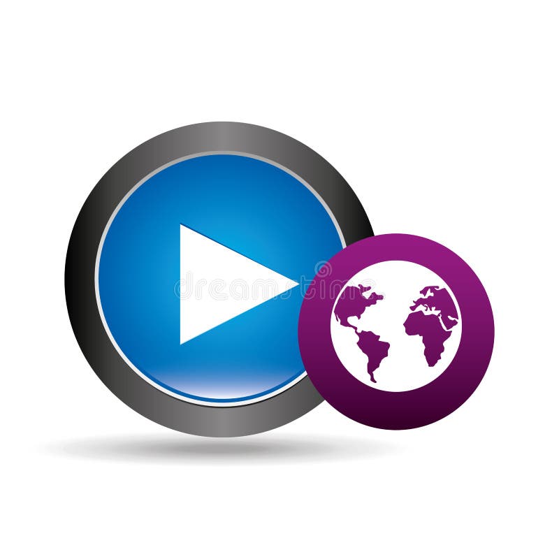 Button Video Player Global Connection Design Stock Illustration