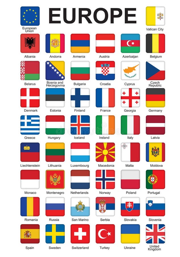 Set of push buttons with flags of Europe vector illustration. Flag malta vector vectors