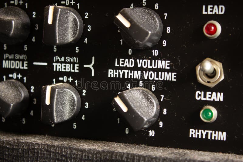 Buttons, Knobs and Lights of a Guitar Amplifier Stock Image Image of