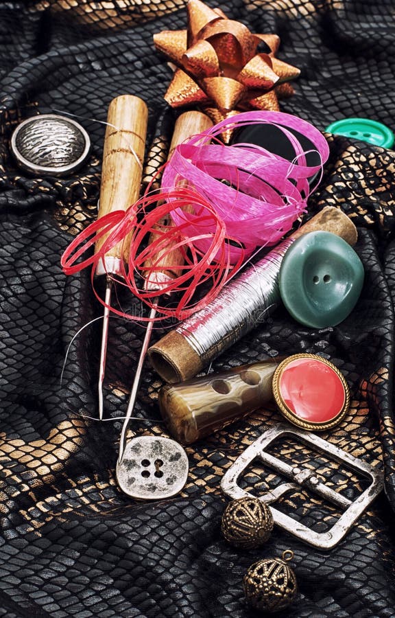 Buttons and Sewing Accessories Stock Image Image of buttons, cord