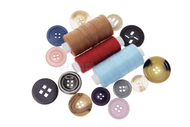 Buttons and Spools of Thread stock image