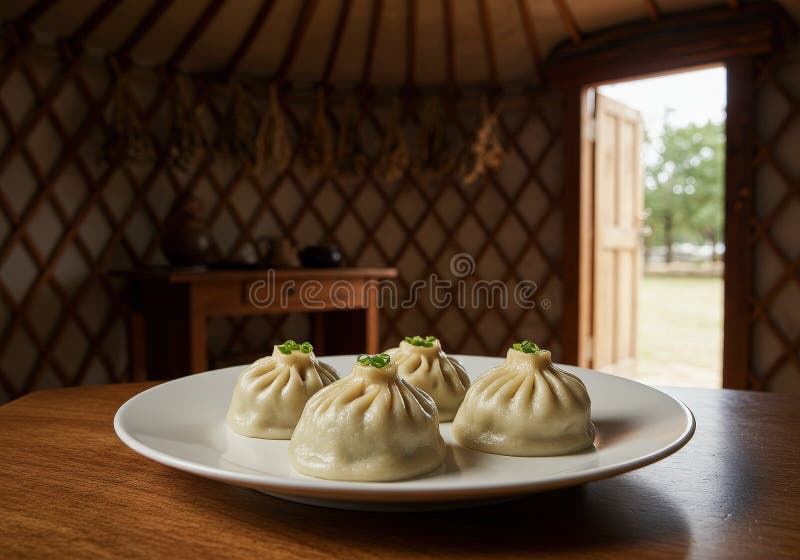 Buuz, mongolo, ravioli di yurt tradizionale immagini stock libere da diritti
