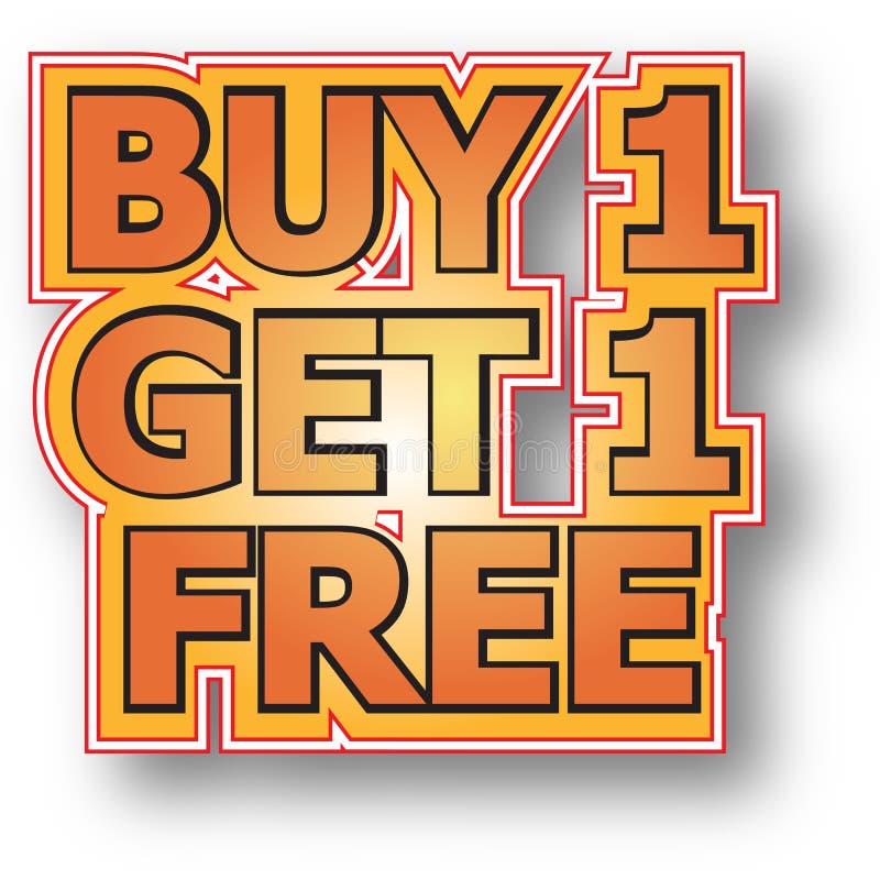 Buy 1 get 1 free stock vector. Illustration of freebies ...