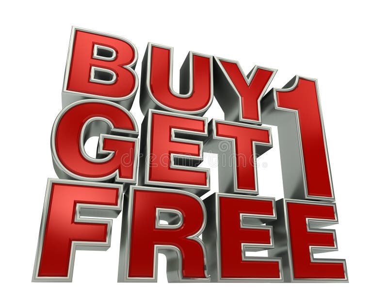 Buy1 får 1 FRI stock illustrationer