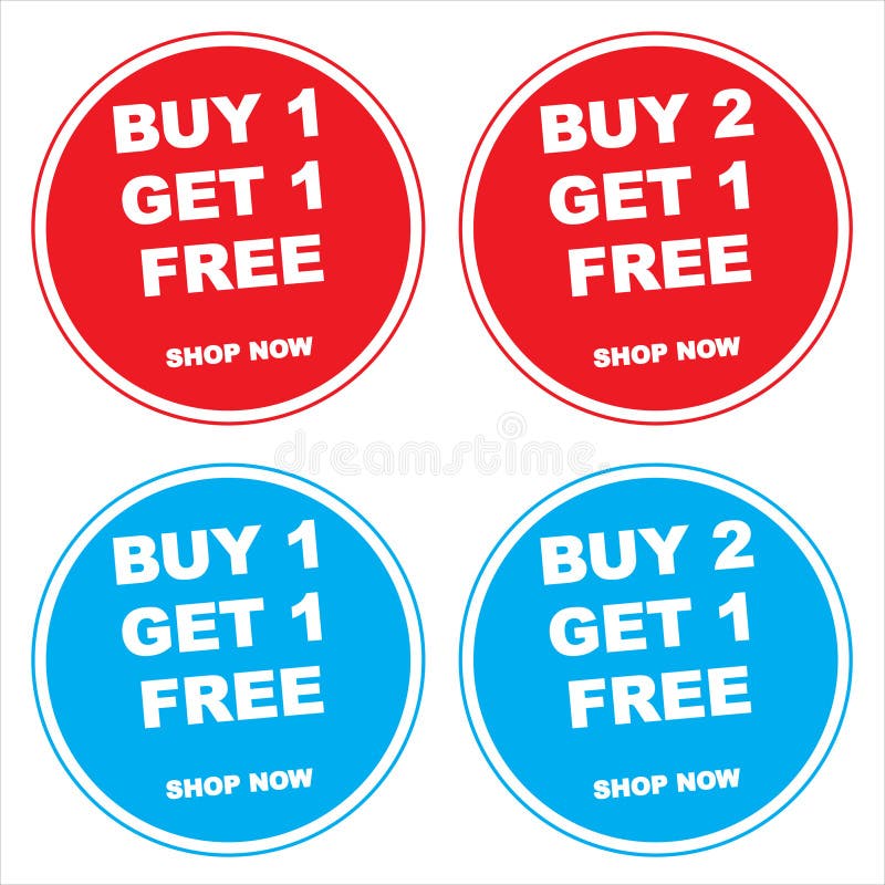 Buy 1 Get 1 Free and Buy 2 get 1 free promotion discount banner. royalty free illustration