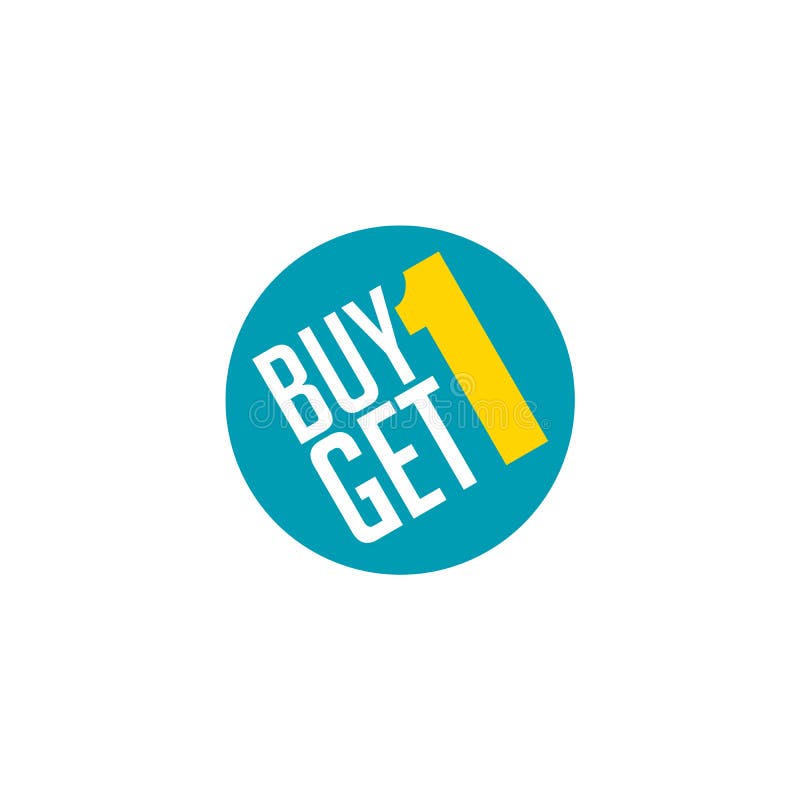 Buy one get free promotion sign label vector illustration