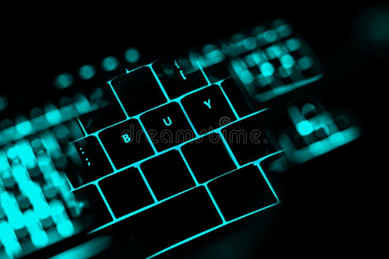 Buy text on the illuminated buttons of the keyboard royalty free illustration