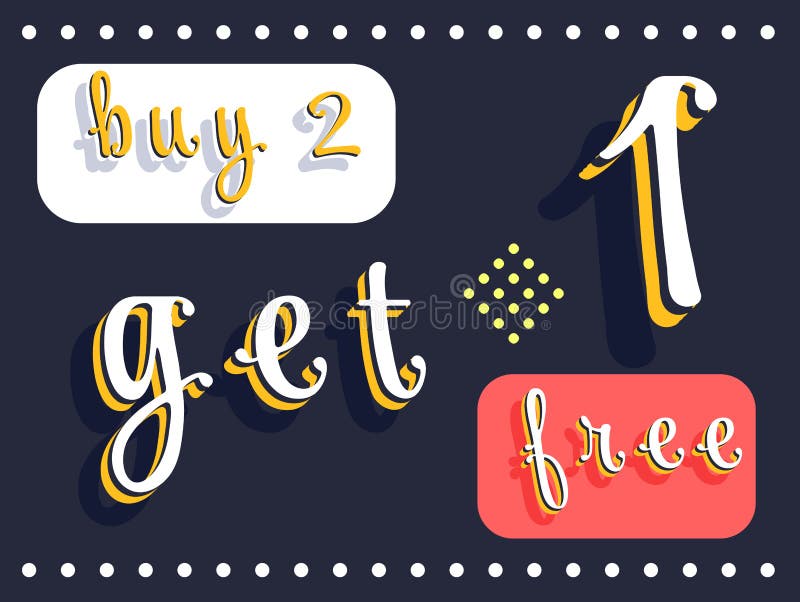 Buy Two Get One For Free Colorful Promotion Banner Stock Vector