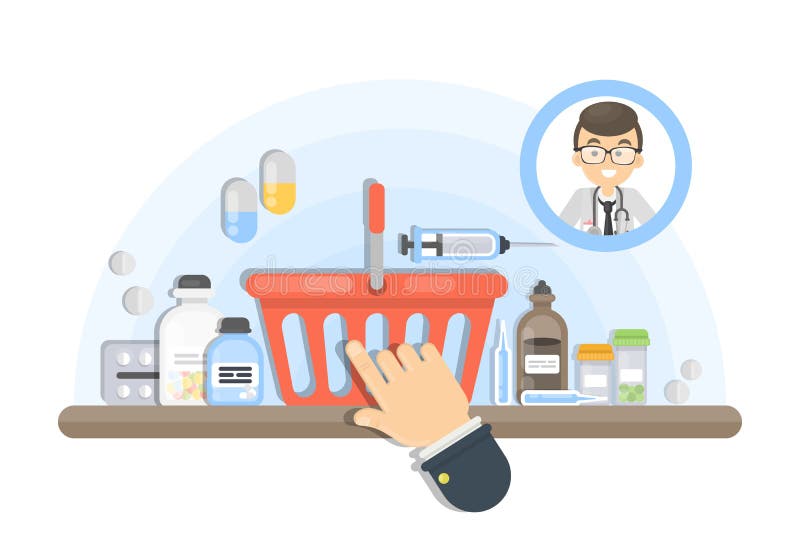 Buying medicine online. royalty free illustration Buying medicine online. royalty free illustration