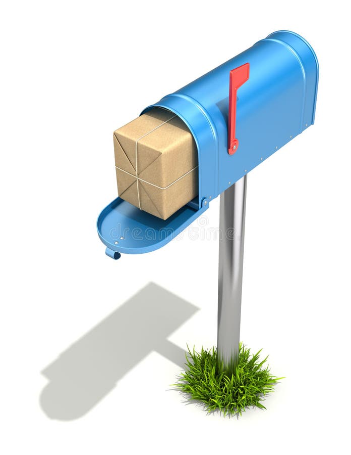 Buzón con el conjunto del poste stock de ilustración Buzón con el conjunto del poste stock de ilustración