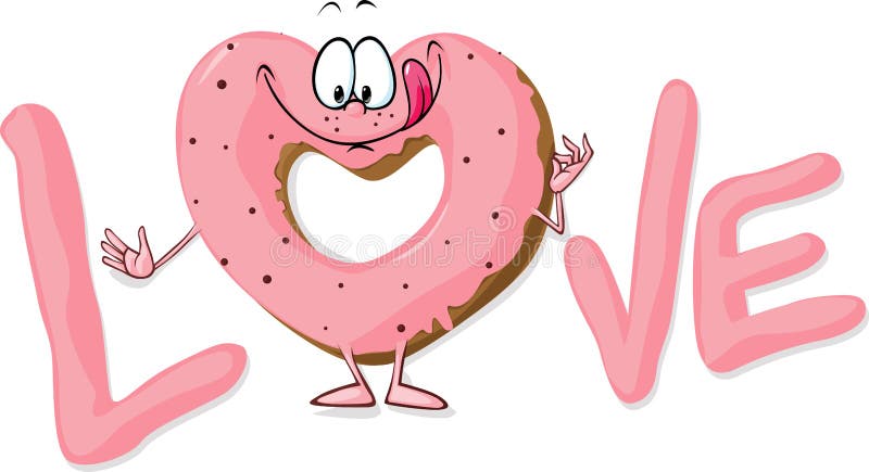 Buñuelo dulce lindo en forma de corazón en amor - vector i ilustración del vector Buñuelo dulce lindo en forma de corazón en amor - vector i ilustración del vector