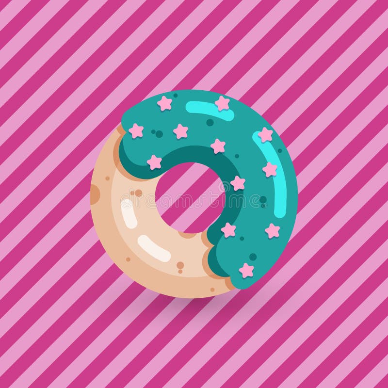 Buñuelo lindo en fondo rosado con las rayas ilustración del vector Buñuelo lindo en fondo rosado con las rayas ilustración del vector