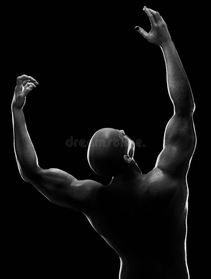 Figura masculina a estender a mão para cima foto de stock royalty free