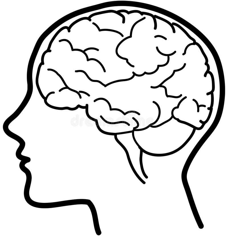 Ícone de cérebro vetorial bw ilustração royalty free