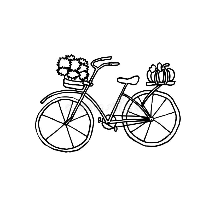Bycicle do outono Esboço monocromático, desenho da mão Esbo?o preto no fundo branco Ilustra??o do vetor ilustração royalty free Bycicle do outono Esboço monocromático, desenho da mão Esbo?o preto no fundo branco Ilustra??o do vetor ilustração royalty free