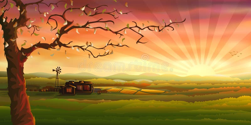 bygdpanorama stock illustrationer bygdpanorama stock illustrationer