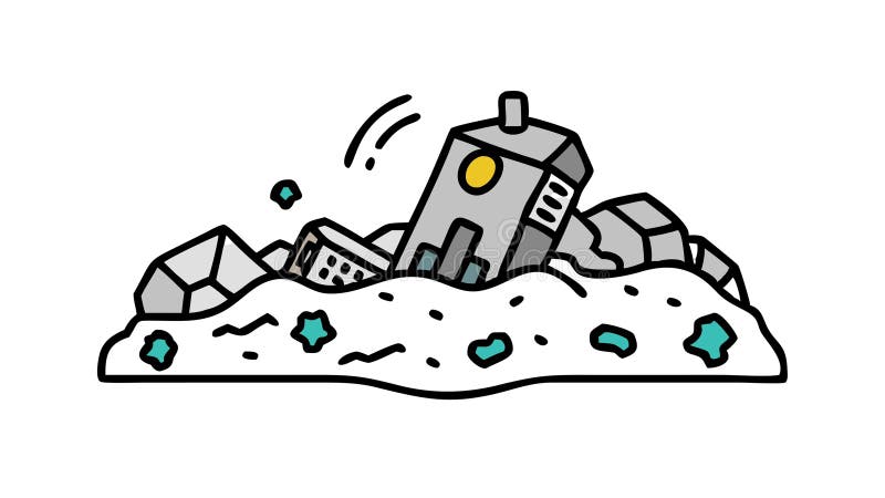 Bygga ihop till Rubble Destruction och Disaster Line Art vektordesign Generative AI royaltyfri illustrationer