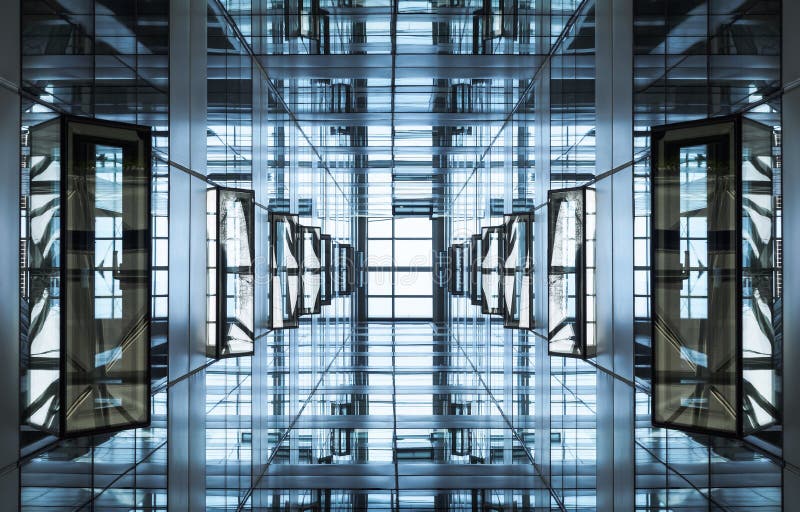 Byggnad för fasad för stål för arkitekturdetalj modern geometrisk Glass royaltyfria foton